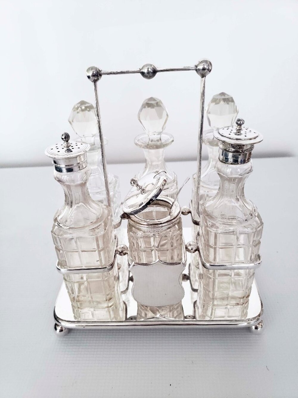Vintage Silver Plate Karanti Cruet Condiment Caddy Set